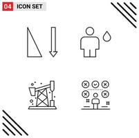 4 Thematic Vector Filledline Flat Colors and Editable Symbols of ascending pump jack avatar fire checklist Editable Vector Design Elements