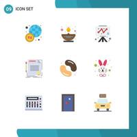 User Interface Pack of 9 Basic Flat Colors of dessert paper business document contract Editable Vector Design Elements