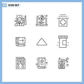 conjunto de esquema de interfaz móvil de 9 pictogramas de elementos de diseño de vector editables móviles en línea de dinero para educación
