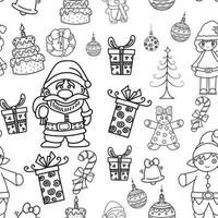 christmas doodle seamless pattern vector