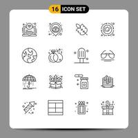 Universal Icon Symbols Group of 16 Modern Outlines of earth water ecology spring spring Editable Vector Design Elements