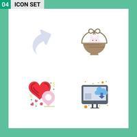 4 Thematic Vector Flat Icons and Editable Symbols of arrow love location basket nature computer Editable Vector Design Elements