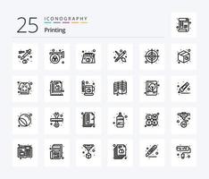 Printing 25 Line icon pack including circular. tool. advertisement. paint. product vector