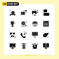 16 Universal Solid Glyphs Set for Web and Mobile Applications light protection mask left align Editable Vector Design Elements