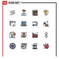 Set of 16 Modern UI Icons Symbols Signs for speed faster learning brain reading Editable Creative Vector Design Elements