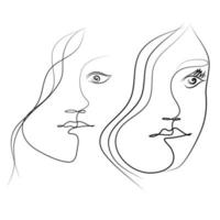 Hand drawn female line drawing Images illustration collection vector