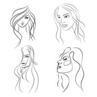 Hand drawn female line drawing Images illustration collection vector