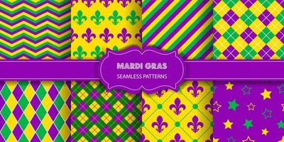 set of mardi gras seamless textures. collection of mardi gras seamless patterns vector