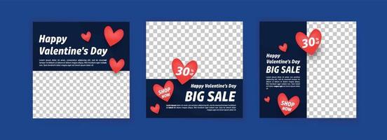 Social media post templates for digital marketing and sales promotion on Valentine's Day. fashion advertising. Offer social media banners. vector photo frame mockup illustration