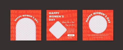 cartel del día de la mujer feliz. plantilla de publicación en redes sociales para celebrar el feliz día de la mujer. vector