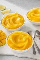 Mango ice cream or nice cream, blended frozen mango dessert photo