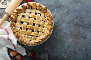 Strawberry pie with lattice photo