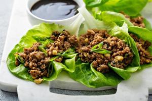 Chicken or turkey asian lettuce wraps photo