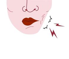 Isolated of cheek chewing or cheek Biting disorder, Body focused repetitive behaviors BFRBs symptom. Flat vector illustration.