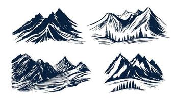 paisaje de montaña, estilo boceto, ilustraciones vectoriales vector