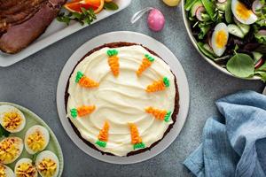 Carrot cake with cream cheese frosting photo