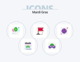 mardi gras flat icon pack 5 diseño de iconos. girasol. naturaleza. celebrar. flor. carnaval vector