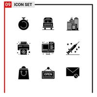 9 paquete de glifos sólidos de interfaz de usuario de signos y símbolos modernos de optimización de archivos codificación de construcción imprimir elementos de diseño vectorial editables vector