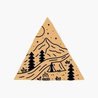 Camping nature wildlife in mono line vector for outdoor design