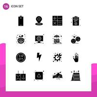 Modern Set of 16 Solid Glyphs and symbols such as computer thankful calculator thank lotus Editable Vector Design Elements