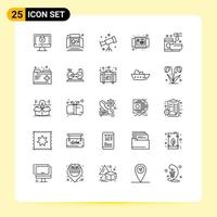 Set of 25 Modern UI Icons Symbols Signs for relax product tabletop display ecommerce camera Editable Vector Design Elements