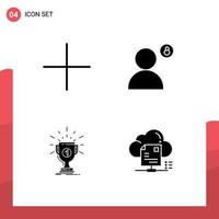 4 Solid Glyph concept for Websites Mobile and Apps add cup account privacy reward Editable Vector Design Elements