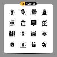 16 iconos creativos signos y símbolos modernos del sistema de gorra de idea detective de Canadá elementos de diseño vectorial editables vector