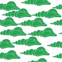 seamless pattern silhouettes of molluscs with spiral shell, green seashells on white background vector