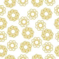 Seamless pattern of ornate orange mandalas on a white background, abstract round curls for design vector