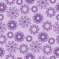 Seamless pattern of ornate mandalas of violet color on a light purple background, ornate curls for design vector