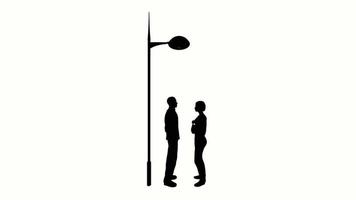 silhouette people Valentine on white background. silhouette black people Valentine concept communicate white screen. design for animation, people love , isolate, speak, person, human, silhouette body video