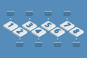 plantilla de gráfico de pasos de línea de tiempo para infografía para presentación de 8 elementos en azul vector