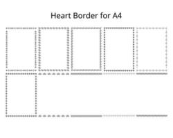 línea de borde de hoja a4 con elemento de diseño de símbolo de corazón y amor establecido para hoja de trabajo vector