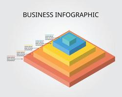 square chart template for infographic for presentation for 5 element vector