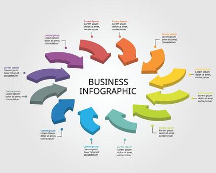 arrow chart template for infographic for presentation for 12 element vector