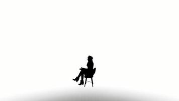 silhouette people sit down on white background. silhouette black people sit down chair communicate white screen. design for animation, people sit, isolate, speak, person, human, silhouette body. video