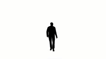 les gens de la silhouette marchent sur fond blanc. les noirs de silhouette marchant communiquent sur un écran blanc. conception pour l'animation, personnes debout, isoler, parler, personne, humain, corps silhouette. video