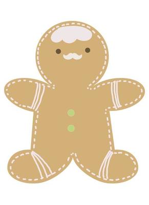 Gingerbread cookies on white background. Gingerbread cookies. Winter homemade sweets in shape of house and gingerbread man, tree and reindeer, star and snowflake, jingle bell and heart. Cartoon
