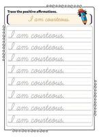 Cursive Inspirational Word Tracing Worksheet vector