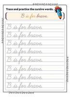 Cursive Word Trace And Practice Page vector