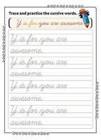 Cursive Word Trace And Practice Page vector