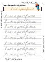 Cursive Inspirational Word Tracing Worksheet vector