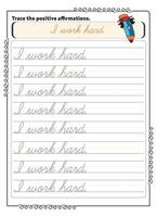 Cursive Inspirational Word Tracing Worksheet vector