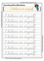 Cursive Inspirational Word Tracing Worksheet vector