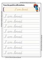 Cursive Inspirational Word Tracing Worksheet vector