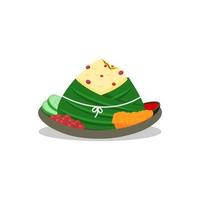 nasi lemak illustration. malaysian and indonesian food. malayan cuisine. vector