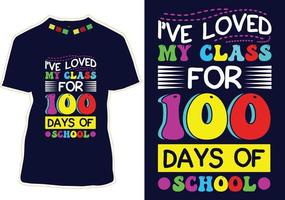 Diseño de camiseta de 100 días de escuela. vector