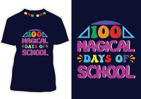 Diseño de camiseta de 100 días de escuela. vector