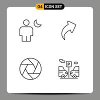 Modern Set of 4 Filledline Flat Colors and symbols such as avatar aperture moon up focus Editable Vector Design Elements