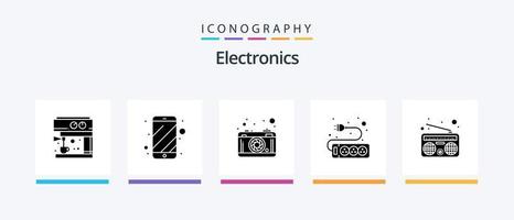 Electronics Glyph 5 Icon Pack Including . media. photography. communication. hardware. Creative Icons Design vector